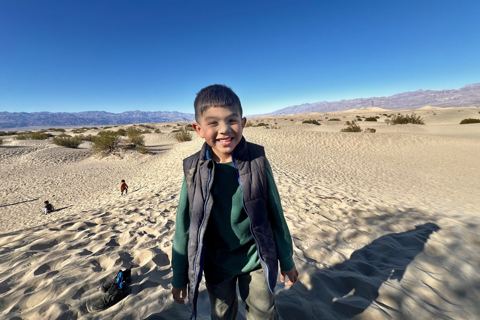 Sand-dusted grin at Mesquite Flat Sand Dunes