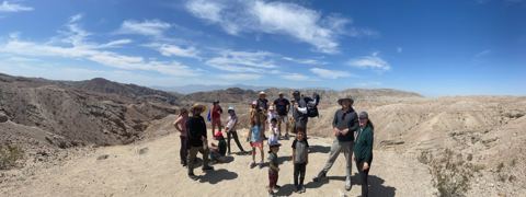 On the ridge above the loop: badlands in every direction, Salton Sea on the horizon