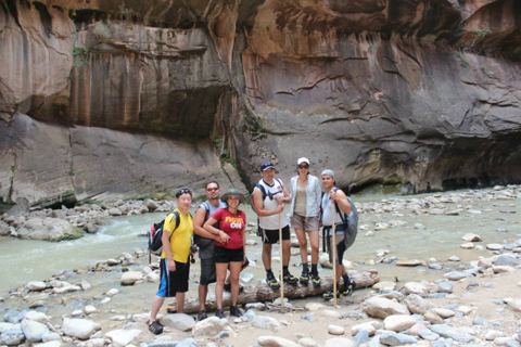 Regrouping on a gravel bar deep in The Narrows